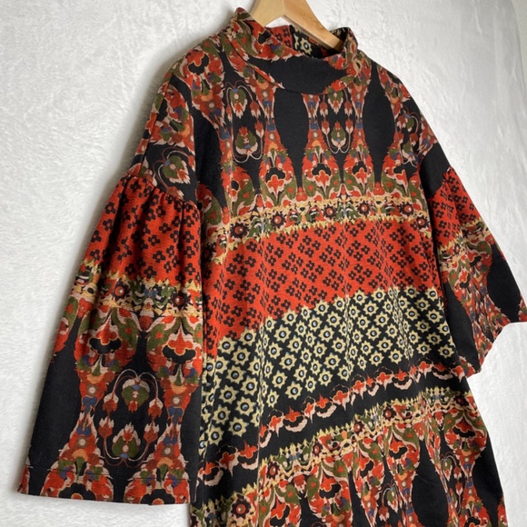 Uncle Frank Womens Bell Sleeve Dress Sz XL Mock Neck Shift Style Fall pattern - Picture 8 of 9